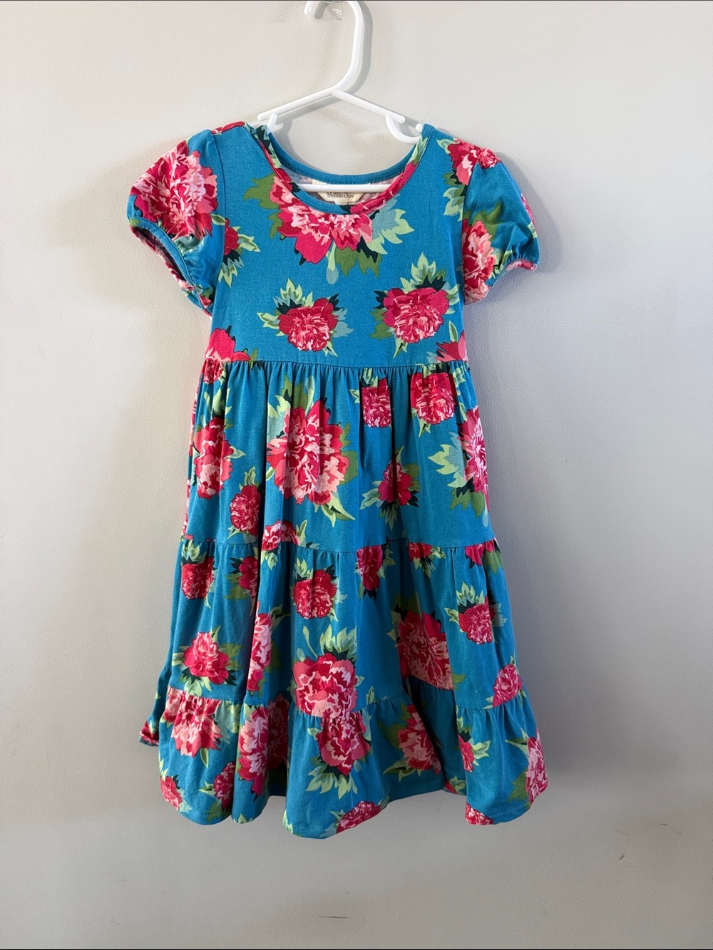 Matilda Jane Teal Dress with Pink Floral Accents